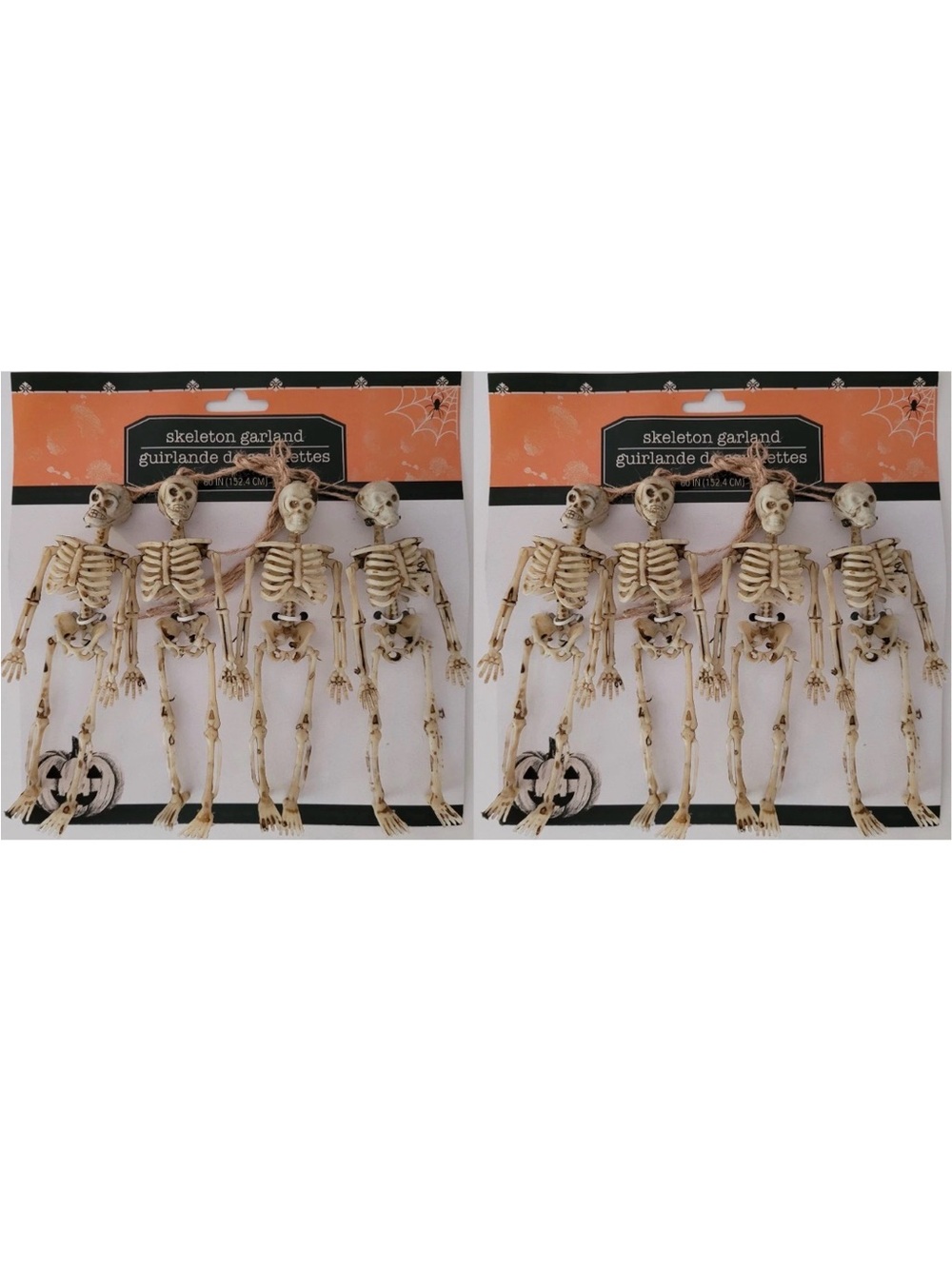 Halloween Human Mini-Skeleton Garland 60”x5.5” 4 Mini-Skeletons, Two Packs